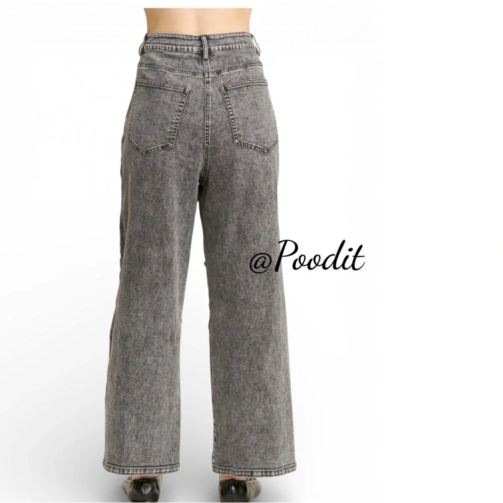 J. HER cut out rhinestone hearts & stars wide leg loose fit style jeans sz SMALL - Picture 4 of 7